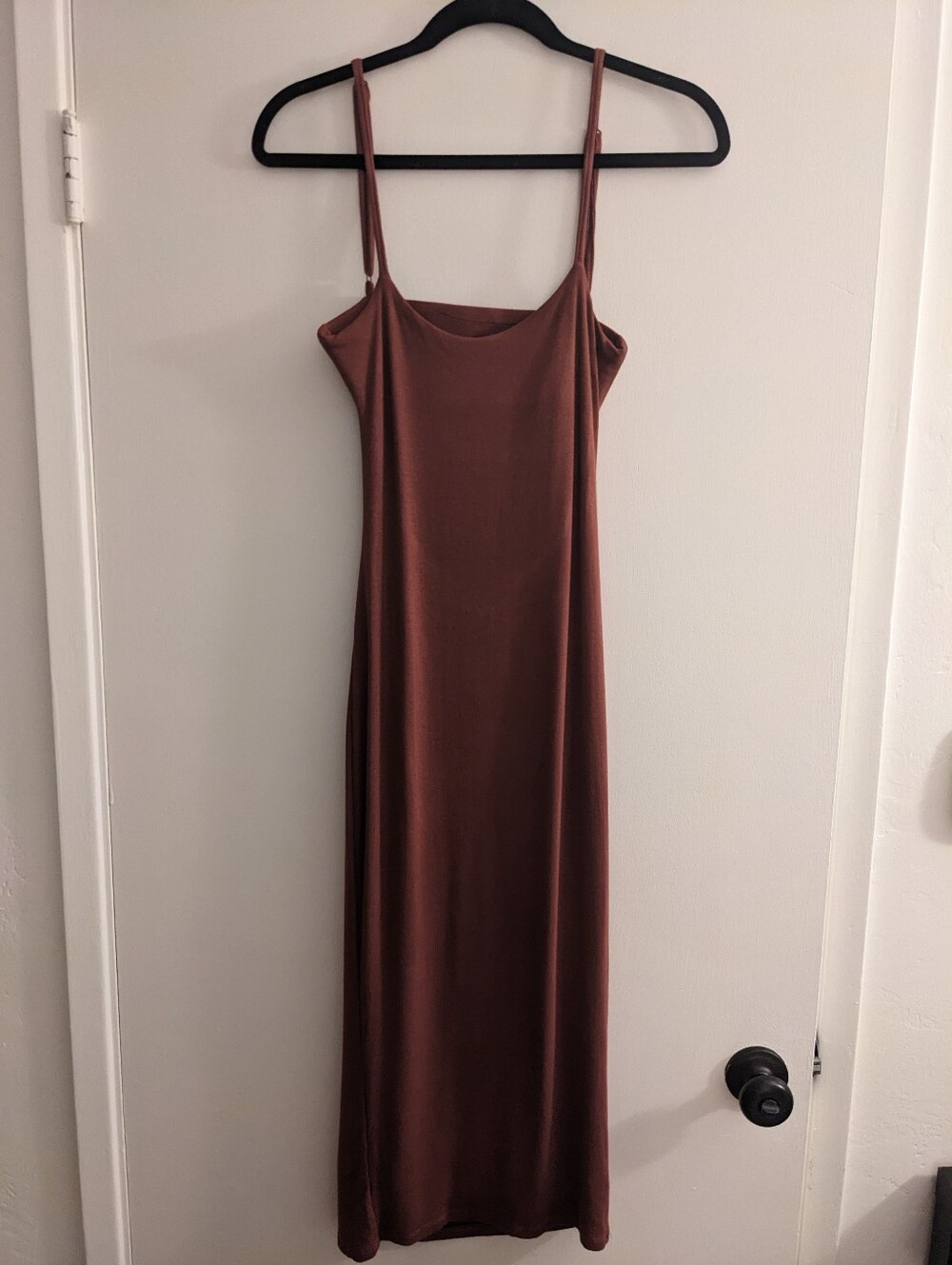 Sleek Red/Brown Slip Maxi Dress - Medium